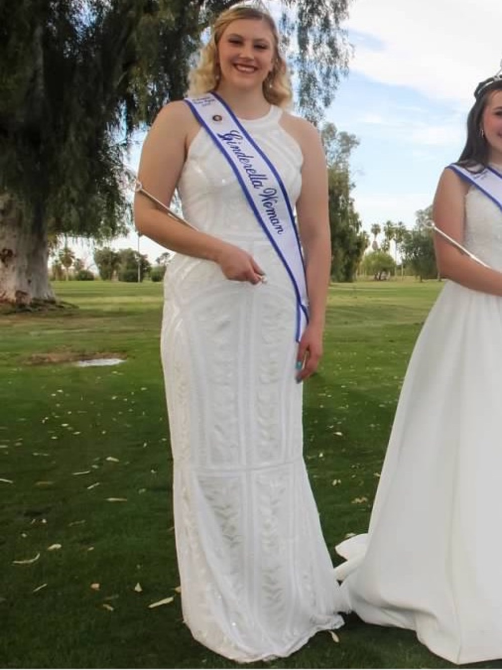 Lulu's White Embroidered Halter Maxi Dress